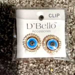 Dbello Clip Earrings Non Pierced Beautiful Eyes Print Earrings Bnwt